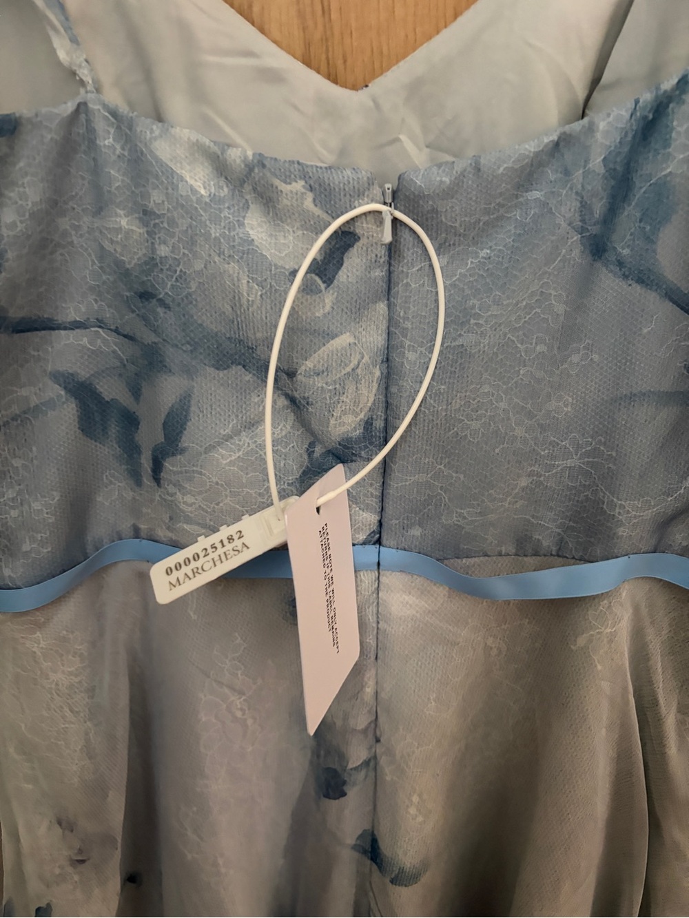 Marchesa Pale Blue Ruffled V-Neck Maxi Dress - Picture 4 of 5